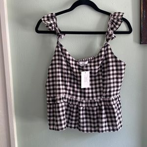 Black and White Checkered Three Pears Crop Top